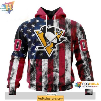 Pittsburgh Penguins 3D Hoodie for Independence Day American flag NHL Apparel