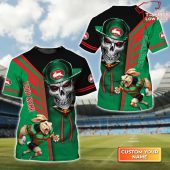Rabbitohs Skull Personalized Name 3d T Shirt - demo10