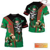 Rabbitohs Skull Personalized Name 3d T Shirt - demo10