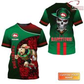 Rabbitohs Skull Rabbitohs Fans Personalized Name 3d T Shirt - demo10