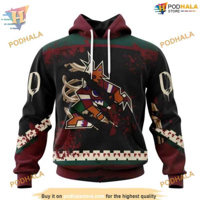 Ribs Design Jersey NHL Halloween Arizona Coyotes Hoodie 3D, Special Arizona Coyotes Apparel