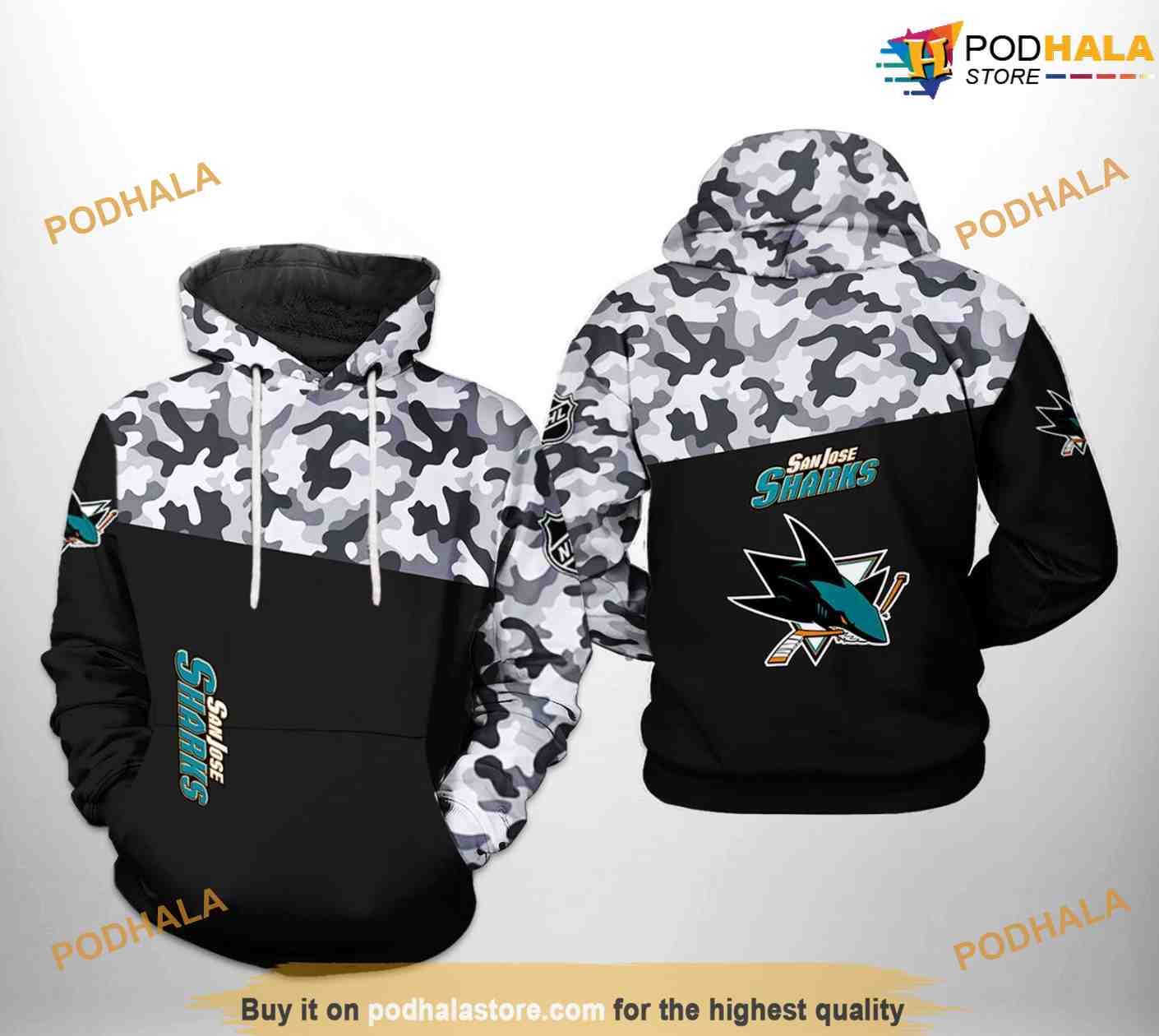 San Jose Sharks NHL Camo Veteran NHL Hoodie 3D San Jose Sharks NHL Camo Veteran NHL Hoodie 3D