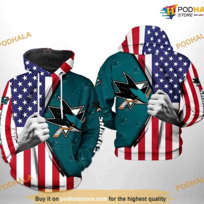 San Jose Sharks NHL US FLag NHL Hoodie 3D