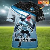 Cronulla-Sutherland Sharks Personalized Name 3D T-Shirt Hoodie Zipper Hoodie for men and women