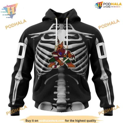 Skeleton Costume NHL Halloween Arizona Coyotes Hoodie 3D, Unique Arizona Coyotes Merch