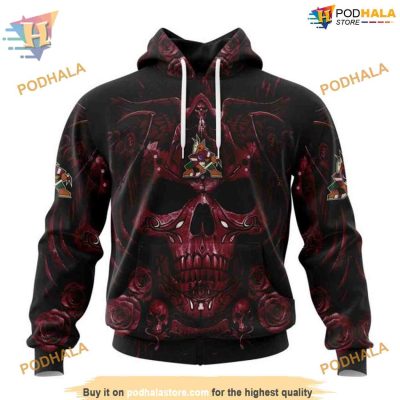 Skull Art Special Design NHL Arizona Coyotes Hoodie 3D, Personalized Arizona Coyotes Merch