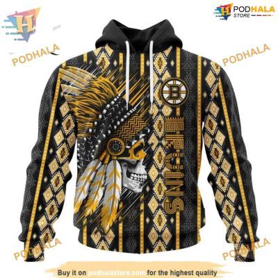 Skull Native Special Design NHL Boston Bruins Hoodie 3D, Unique Apparel