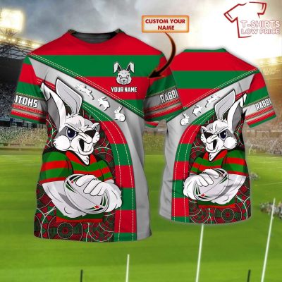 South Sydney Rabbitohs Personalized Name 3D T-Shirt Hoodie Zipper Hoodie for men and women Gift For Nrl Fan