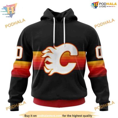 Special Black And Gradient Design NHL Calgary Flames Hoodie 3D