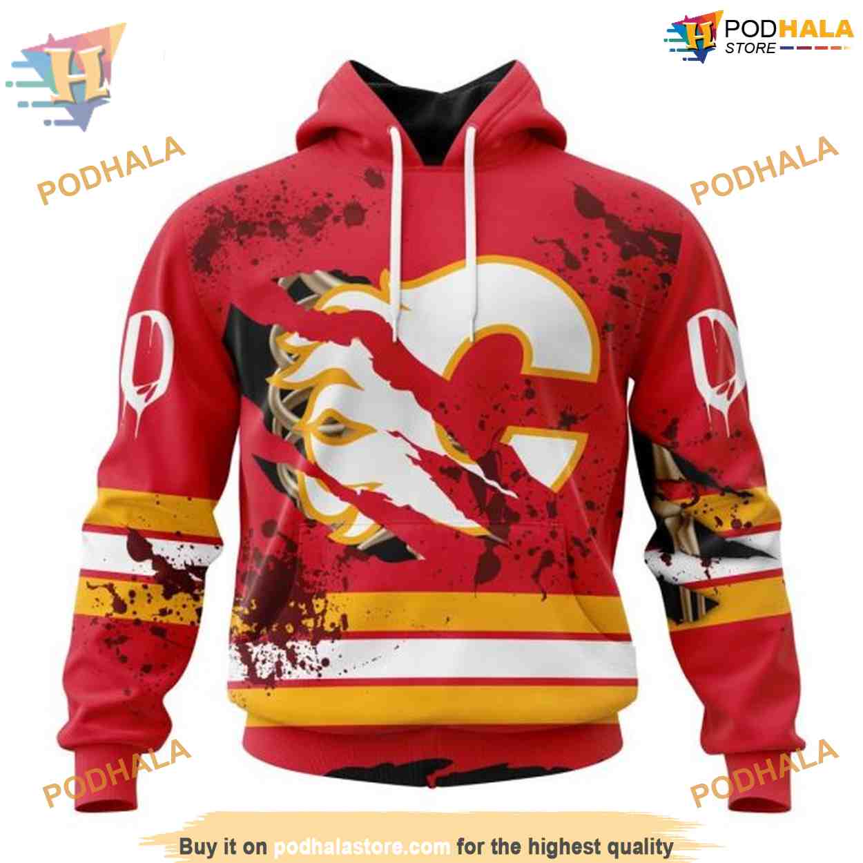 Specialized Design Jersey With Your Ribs For Halloween NHL Calgary Flames Hoodie 3D Specialized Design Jersey With Your Ribs For Halloween NHL Calgary Flames Hoodie 3D