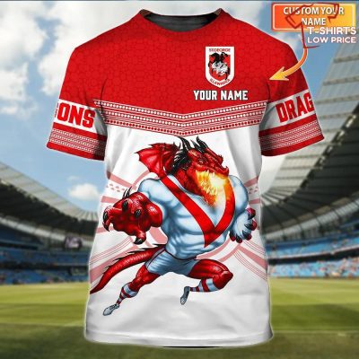 St George Illawarra Dragons Nrl Personalized Name 3D T-Shirt Hoodie Zipper Hoodie for men and women