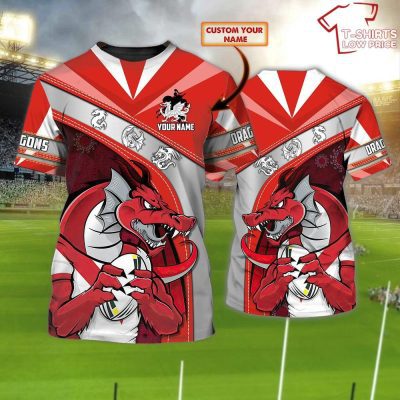 St George Illawarra Dragons Personalized Name 3D T-Shirt Hoodie Zipper Hoodie for men and women Gift For Nrl Fan