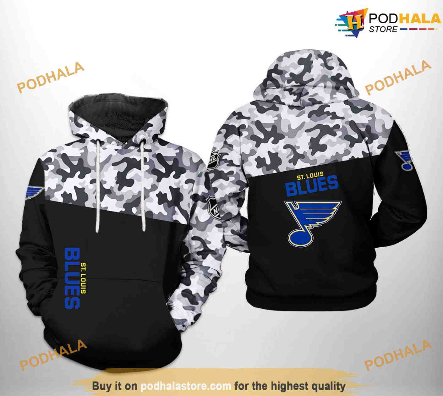 St. Louis Blues NHL Camo Veteran NHL Hoodie 3D St. Louis Blues NHL Camo Veteran NHL Hoodie 3D