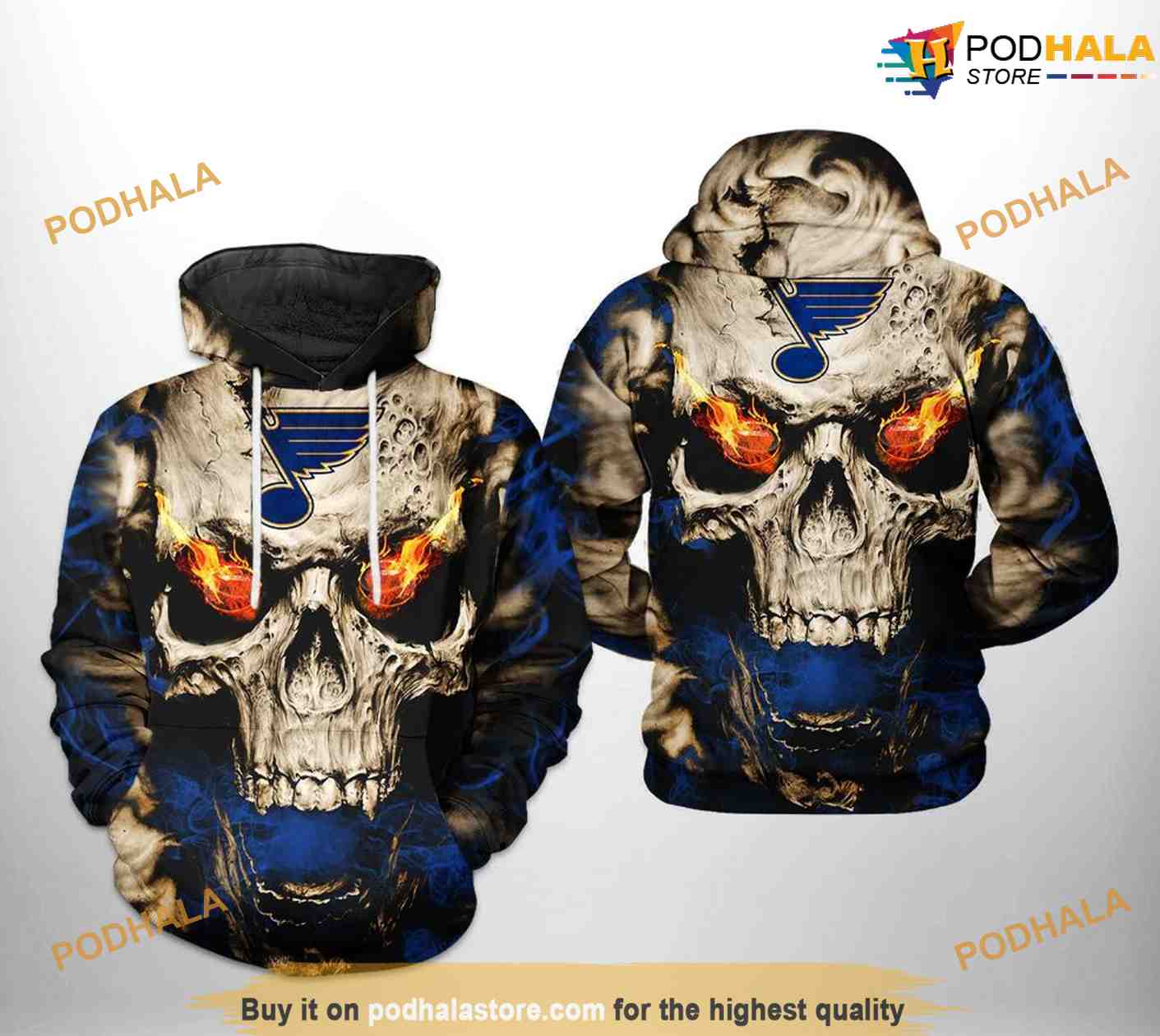 St. Louis Blues NHL Skull NHL Hoodie 3D St. Louis Blues NHL Skull NHL Hoodie 3D