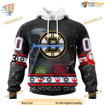 Star Wars Design Special Personalized NHL Boston Bruins Hoodie 3D, Sci-Fi Themed Merch