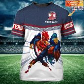 Sydney Roosters Nrl Personalized Name 3D T-Shirt Hoodie Zipper Hoodie for men and women