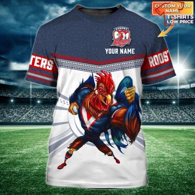 Sydney Roosters Nrl Personalized Name 3D T-Shirt Hoodie Zipper Hoodie for men and women
