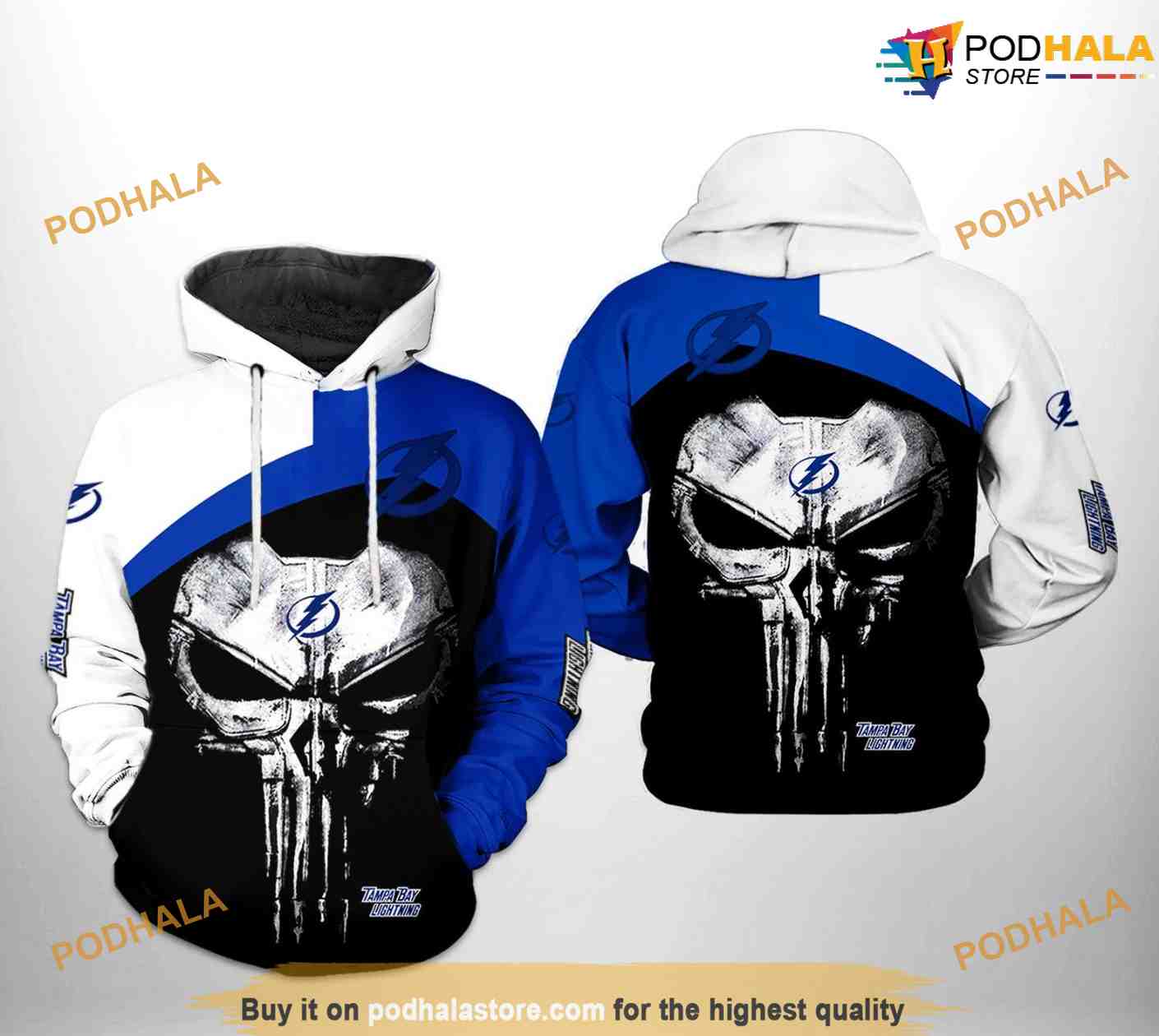 Tampa Bay Lightning NHL Skull Punisher NHL Hoodie 3D Tampa Bay Lightning NHL Skull Punisher NHL Hoodie 3D