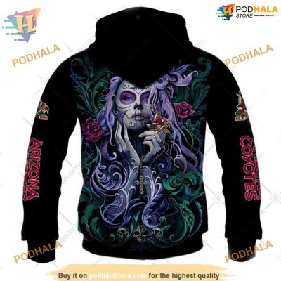 Tattoo Girl Art 2023 Unisex NHL Arizona Coyotes Hoodie 3D, Arizona Coyotes Trendy Merch