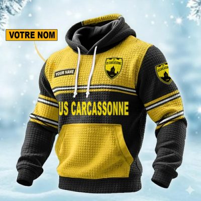 US Carcassonnaise Personalized waffle knit hoodie