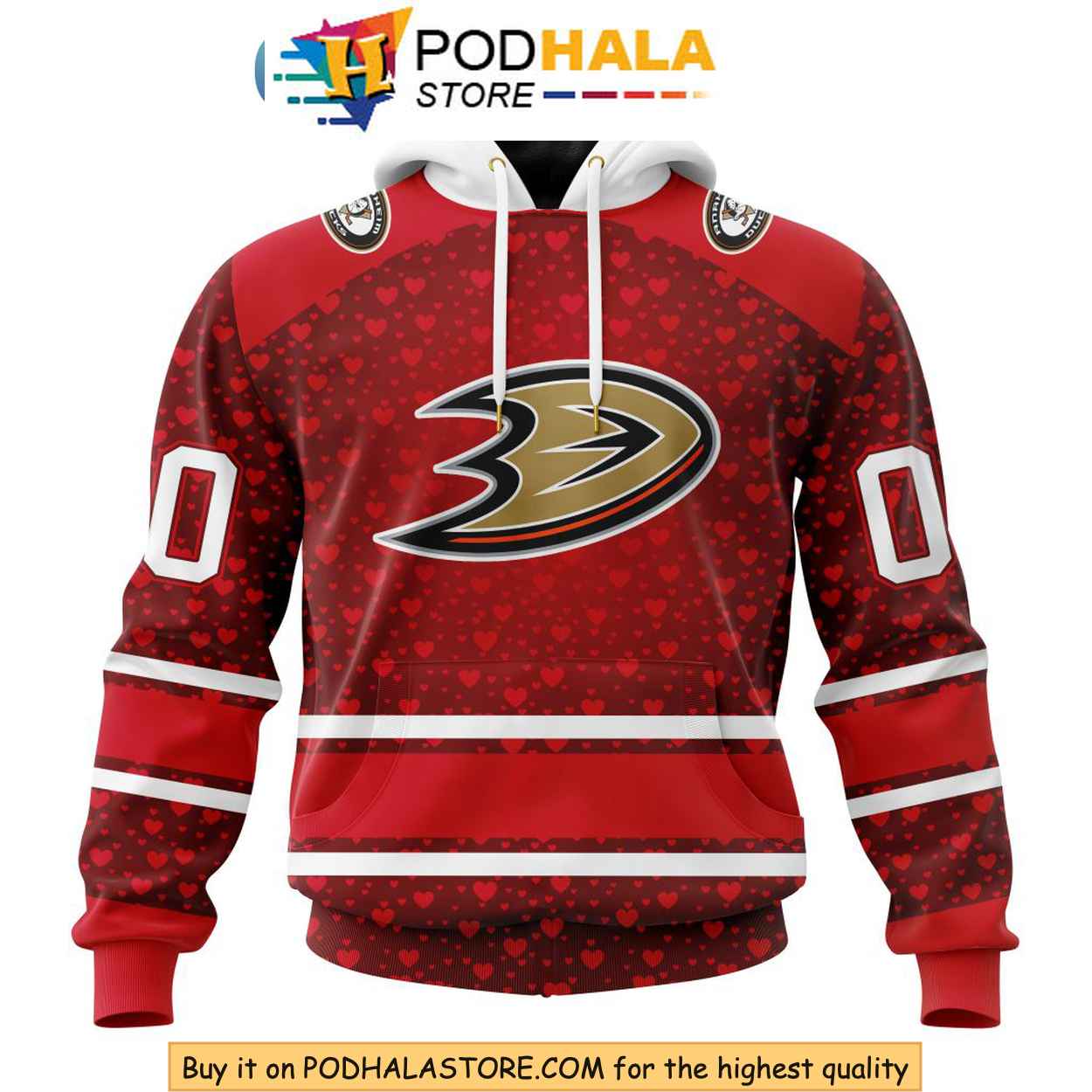 Unique Valentines Day Anaheim Ducks 3D Hoodie with 3D Heart Design Unique Valentines Day Anaheim Ducks 3D Hoodie with 3D Heart Design
