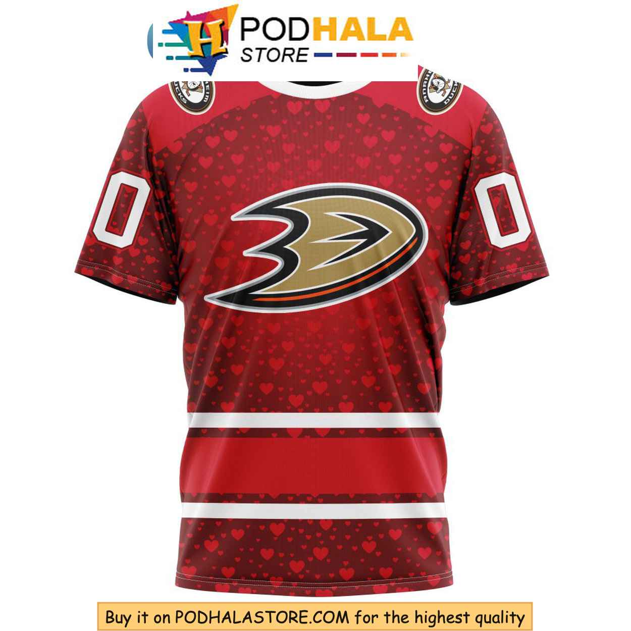 Unique Valentines Day Anaheim Ducks 3D Hoodie with 3D Heart Design Unique Valentines Day Anaheim Ducks 3D Hoodie with 3D Heart Design