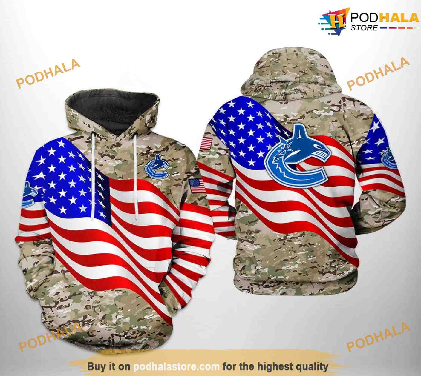 Vancouver Canucks NHL US FLag Camo Veteran NHL Hoodie 3D Vancouver Canucks NHL US FLag Camo Veteran NHL Hoodie 3D