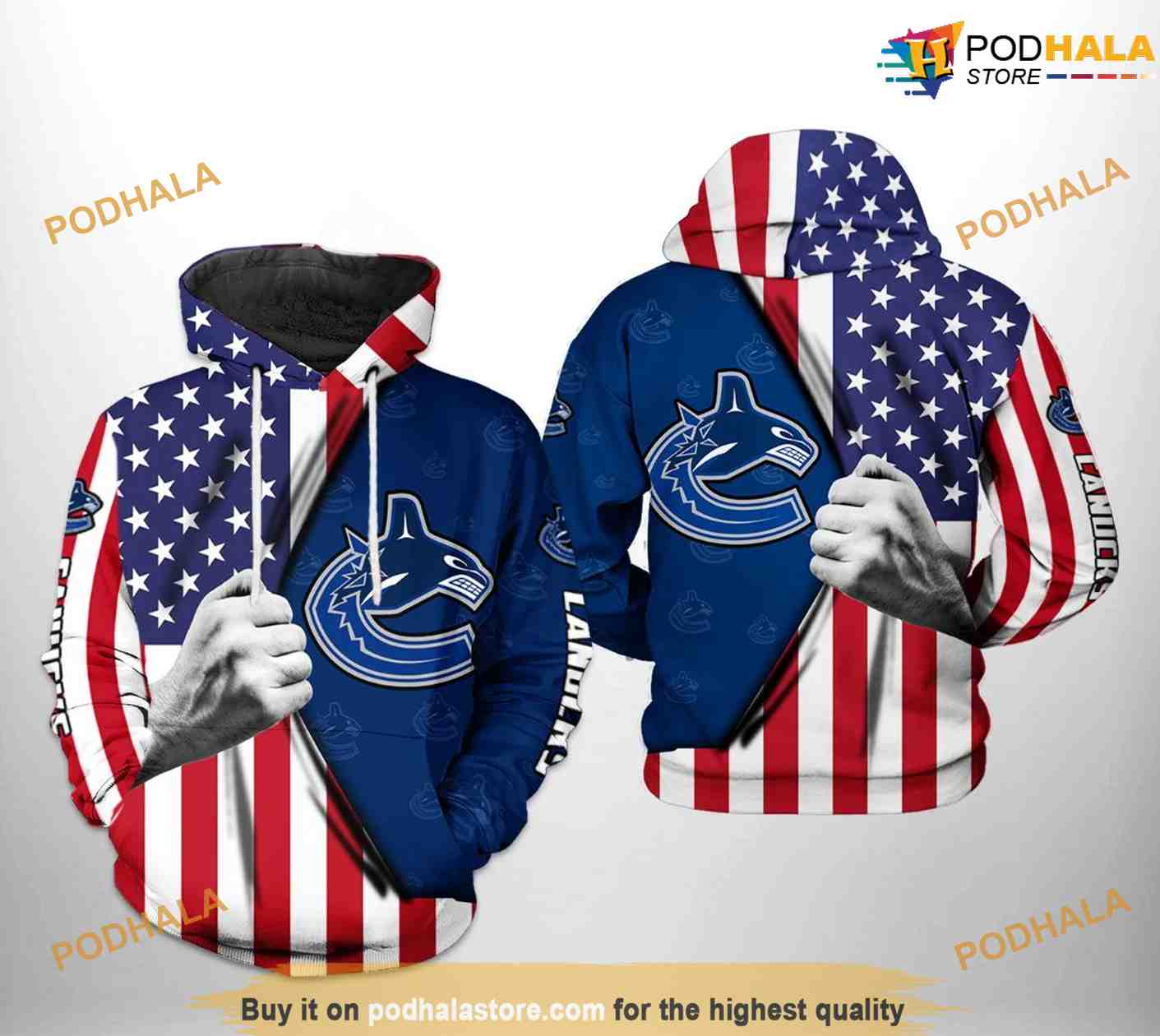 Vancouver Canucks NHL US FLag NHL Hoodie 3D Vancouver Canucks NHL US FLag NHL Hoodie 3D