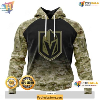 Vegas Golden Knights 3D Hoodie, Custom Camo Veterans Tribute Design