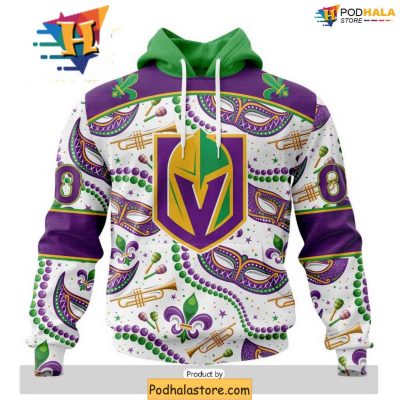 Vegas Golden Knights 3D Hoodie Custom Mardi Gras Design Celebration Apparel
