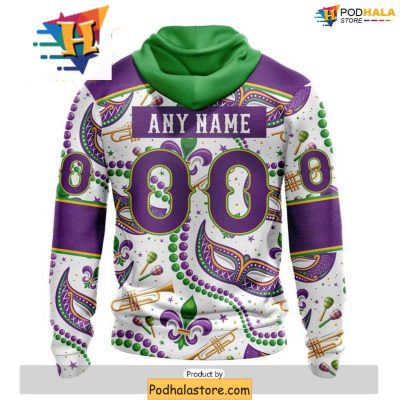 Vegas Golden Knights 3D Hoodie Custom Mardi Gras Design Celebration Apparel
