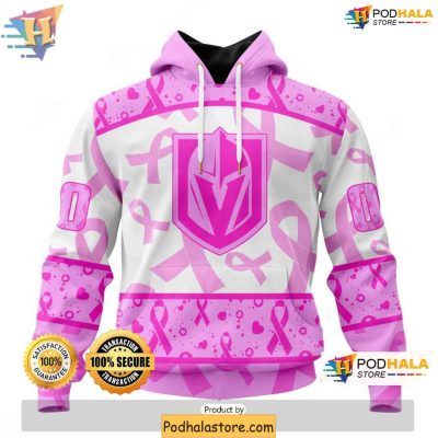 Vegas Golden Knights Hoodie 3D Design Pink Ribbon Awareness Month Edition