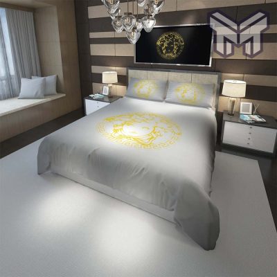 Versace England luxury brand Barocco Logo Golden Bedding Sets Duvet Cover Bedroom Sets Bedset Bedlinen