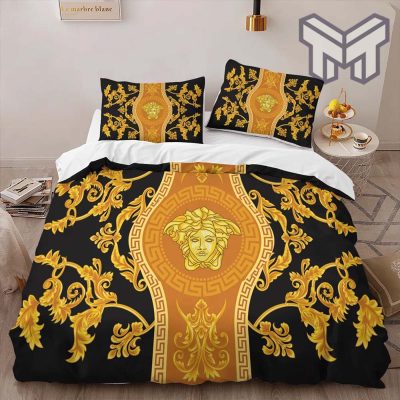 Versace Gold Luxury Brand Logo High-End Bedding Set LV Home Decor