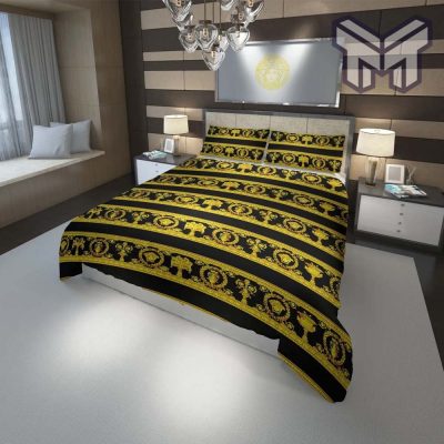 Versace Golden Fashion Luxury Brand Premium Bedding Set Home Decor