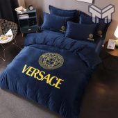 Versace Navy Luxury Brand Premium Bedding Set Bedspread Duvet Cover Set Home Decor