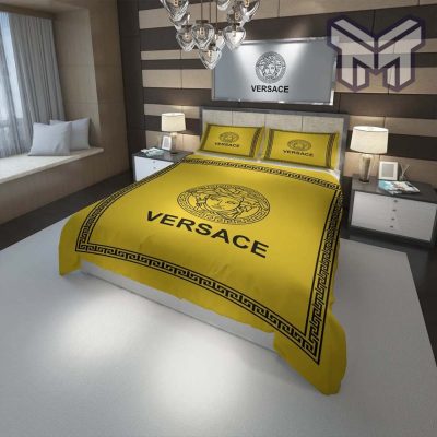 Versace Yellow Fashion Luxury Brand Bedding Set Bedspread Duvet Cover Set