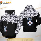 Winnipeg Jets NHL Camo Veteran All Over Print 3D Hoodie