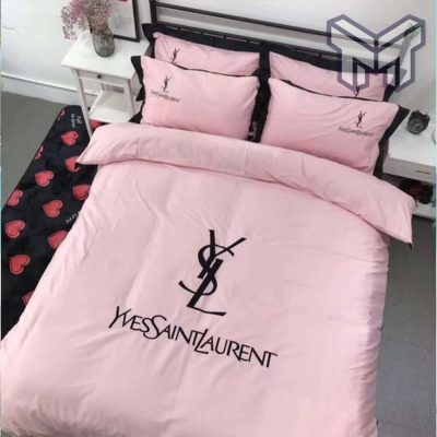 Yves Saint Laurent Pinky Logo Luxury Brand Bedding Set Home Decor