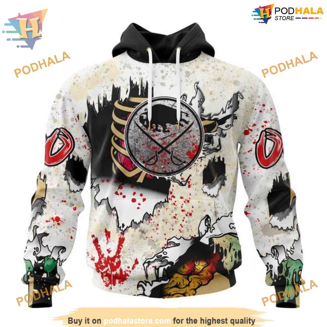 Zombie Style Halloween NHL Buffalo Sabres 3D Hoodie Special Edition Zombie Style Halloween NHL Buffalo Sabres 3D Hoodie Special Edition