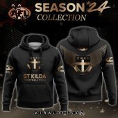 Afl St Kilda Saints Gold Premier 2024 Hoodie, Jogger, Cap Rocking Picture - demo10
