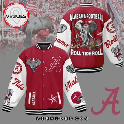 Alabama Crimson Tide Football Roll Tide Roll Red Baseball Jacket