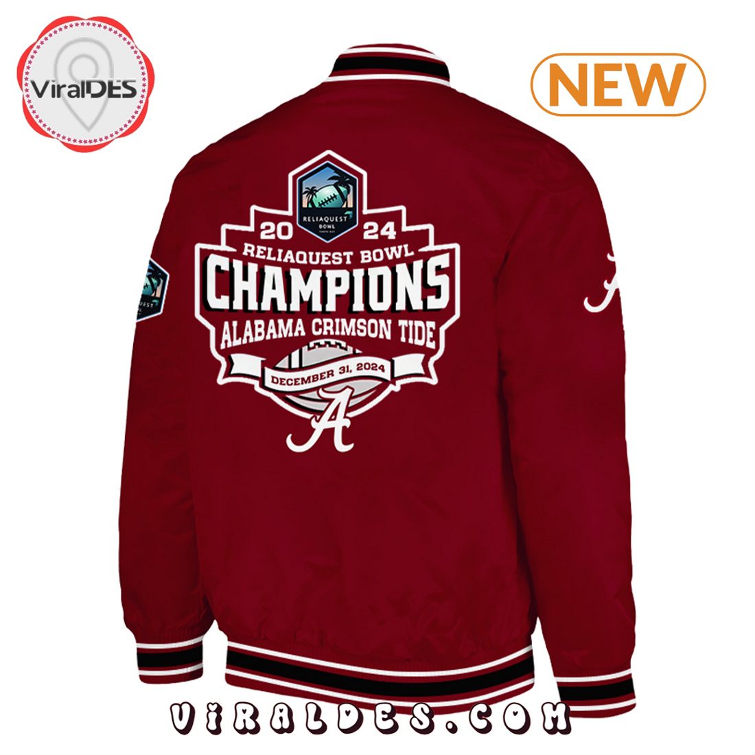 Alabama Crimson Tide ReliaQuest Bowl Champions Baseball Jacket Alabama Crimson Tide ReliaQuest Bowl Champions Baseball Jacket