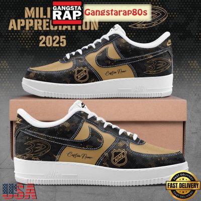 Anaheim Ducks Military Appreciation 2025 Custom Air Force 1 Sneakers Shoes