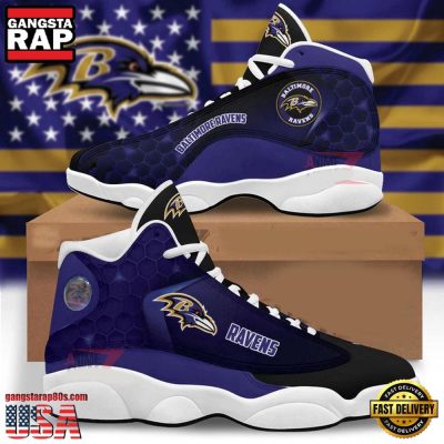 NFL Baltimore Ravens New Design Air Jordan 13 Running Sneakers Shoes