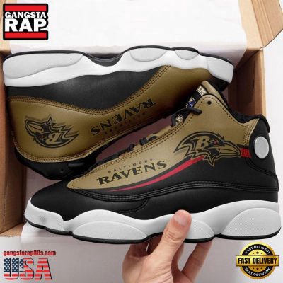 NFL Baltimore Ravens New Design Air Jordan 13 Running Sneakers Shoes