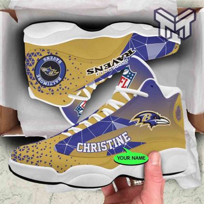 Baltimore Ravens Nfl Air Jordan13 Triangle Custom Shoes
