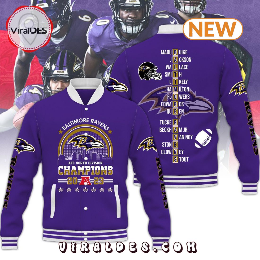 Baltimore Ravens NFL Champions AFC 2023 Purple Baseball Jacket Baltimore Ravens NFL Champions AFC 2023 Purple Baseball Jacket