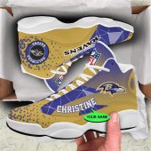 Baltimore Ravens NFL Custom Name Retro Jordan 13 Shoes