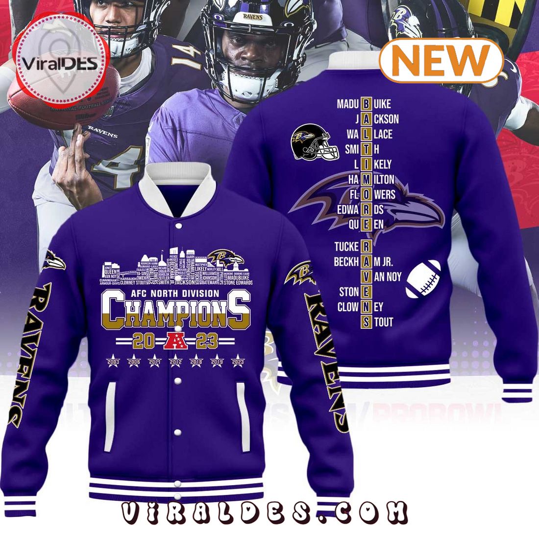 Baltimore Ravens Specialized Champions AFC Purple Baseball Jacket Baltimore Ravens Specialized Champions AFC Purple Baseball Jacket